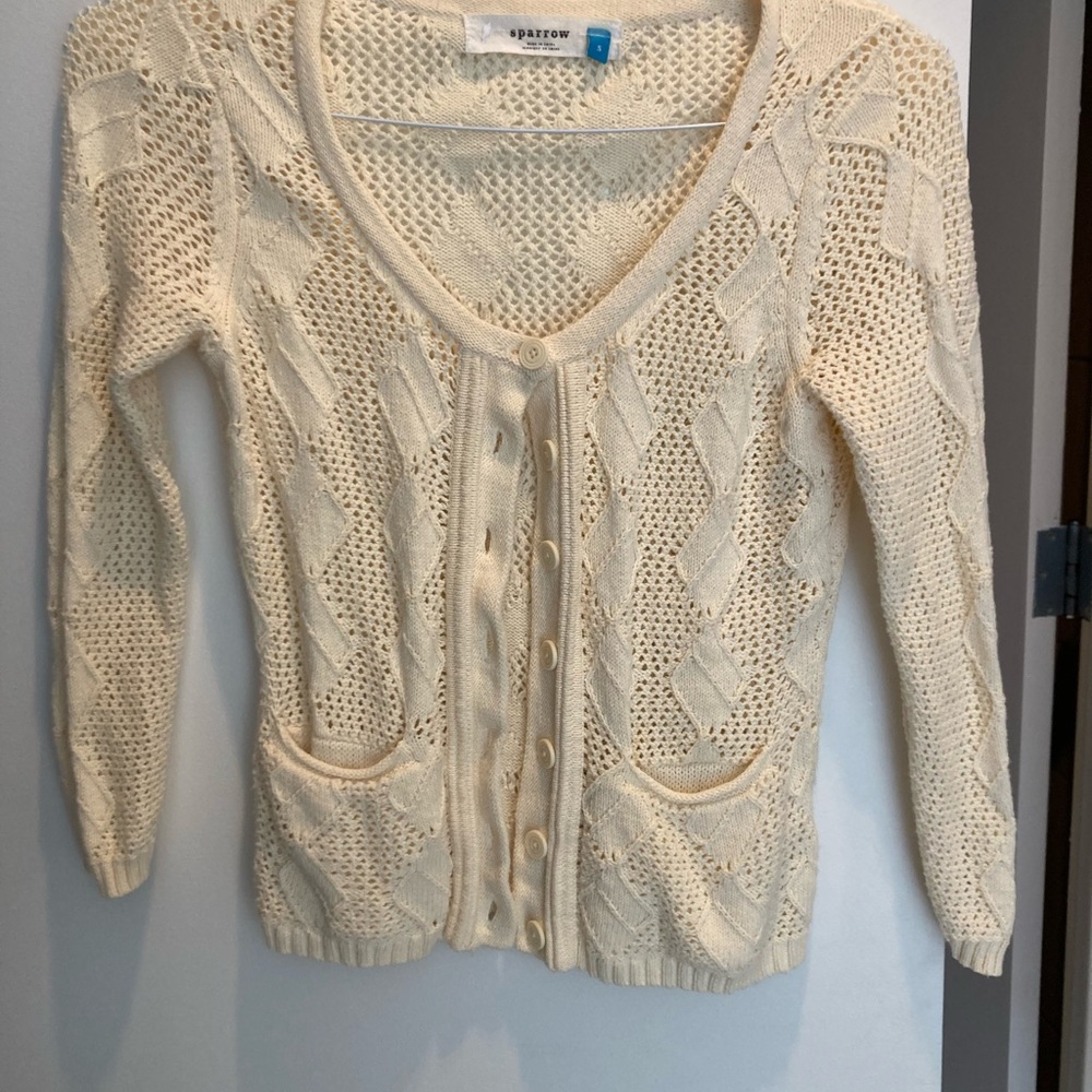 Anthropologie cream S crochet cardigan
